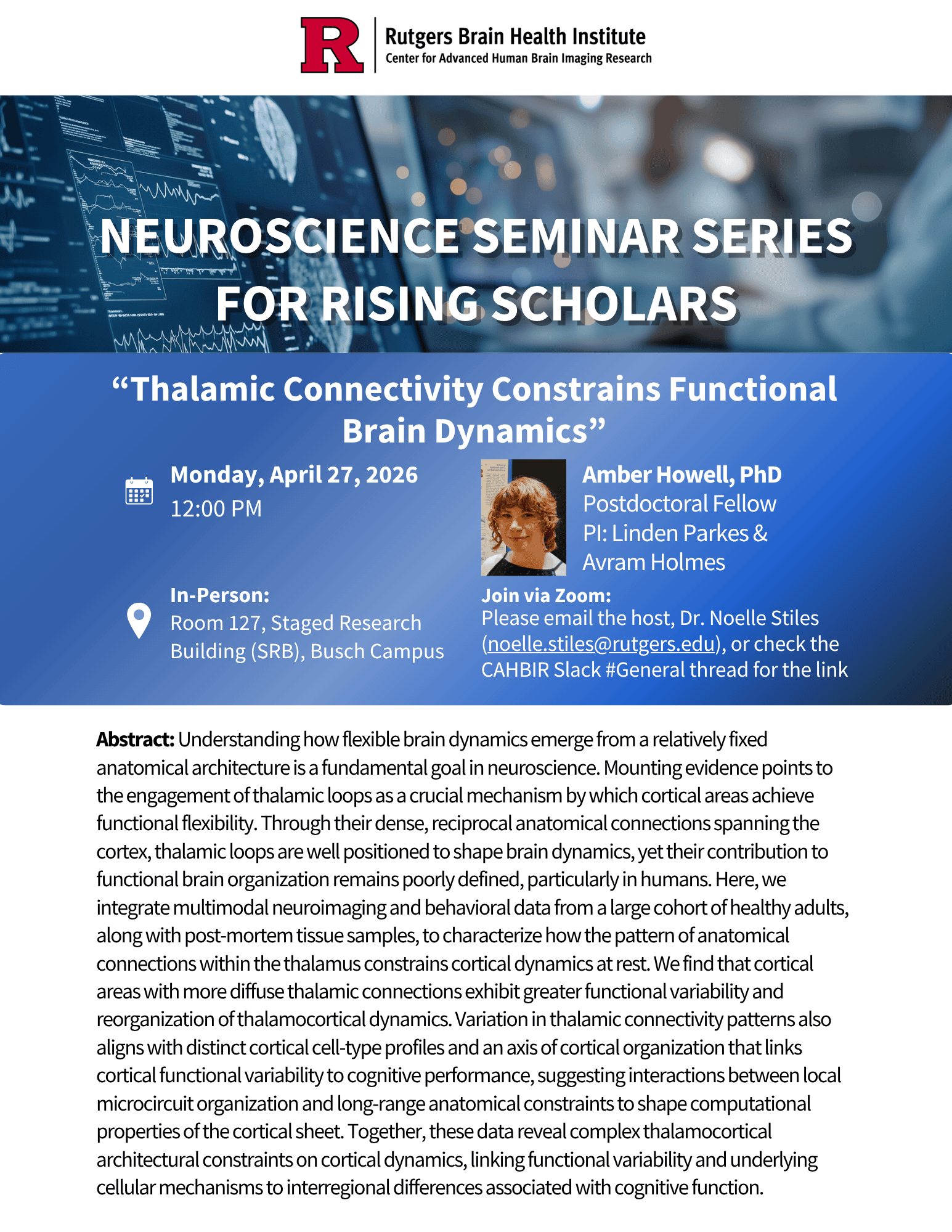 Amber Howell_Neuroscience Seminar Series for Rising Scholars